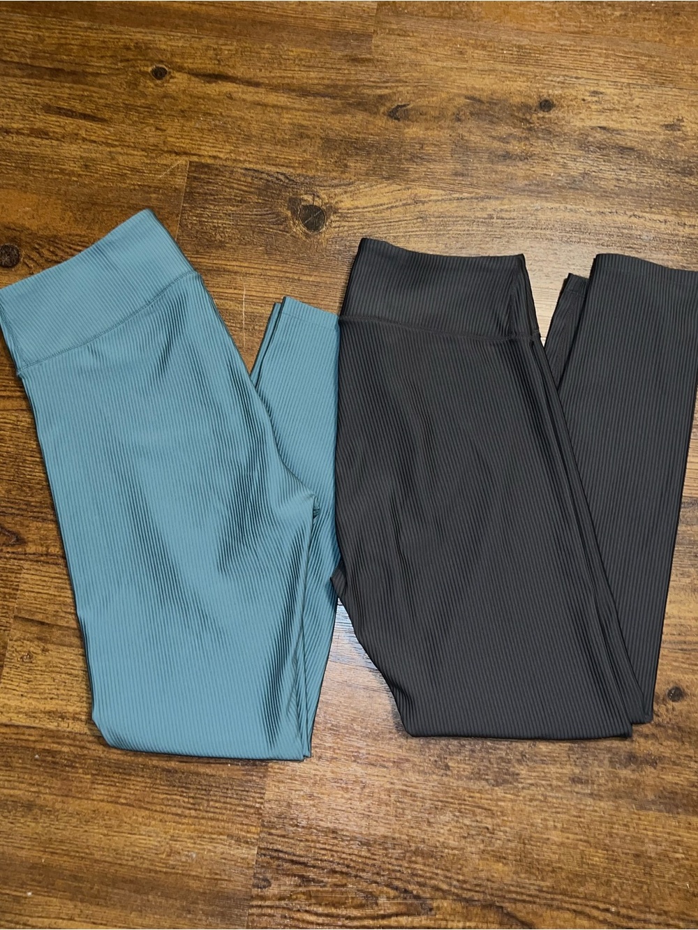 FLX Gray & Teal High Waist Ribbed Activewear Leggings Set Size XL